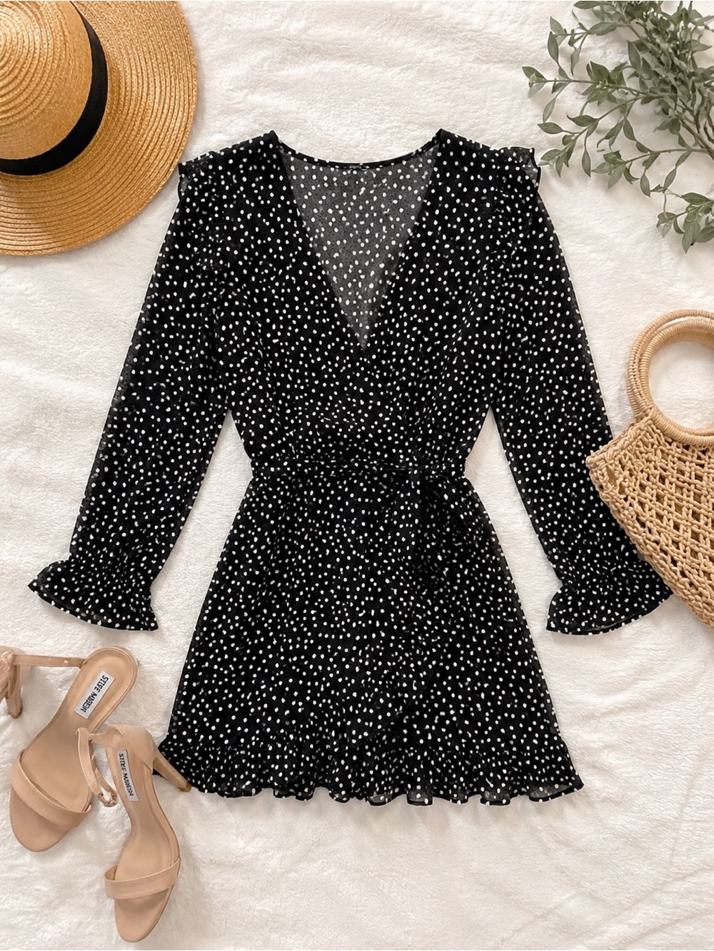 Women’s Black Polka Dot V-Neck Jumper